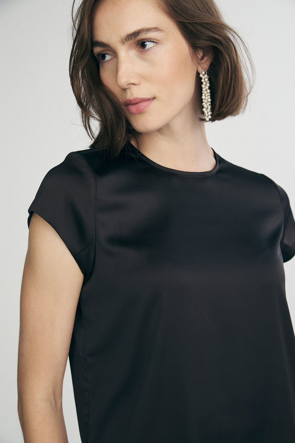 Short sleeve satin top