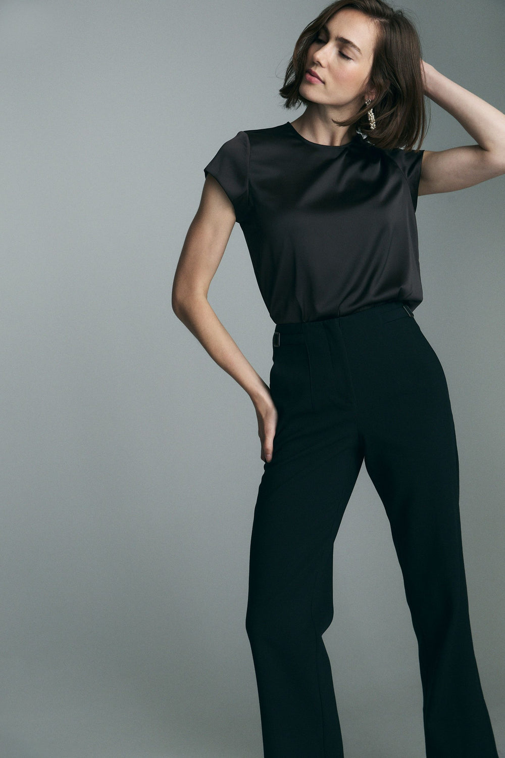 Short sleeve satin top