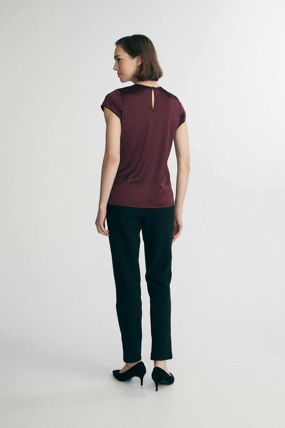 Short sleeve satin top
