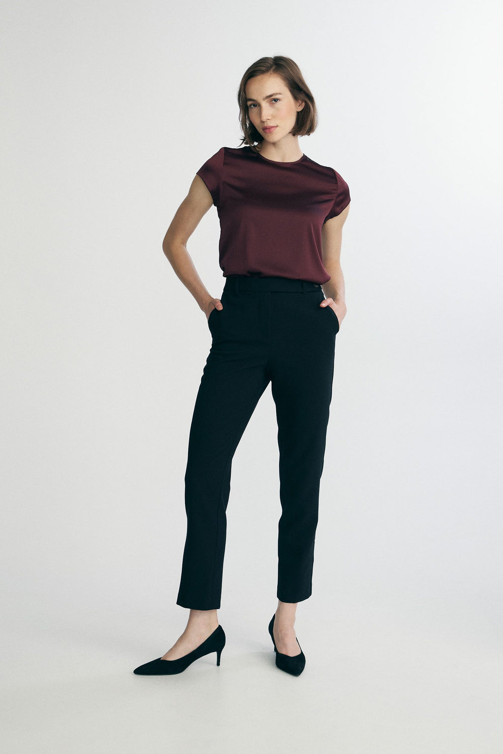 Short sleeve satin top