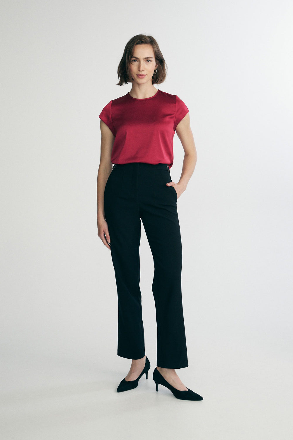 Short sleeve satin top