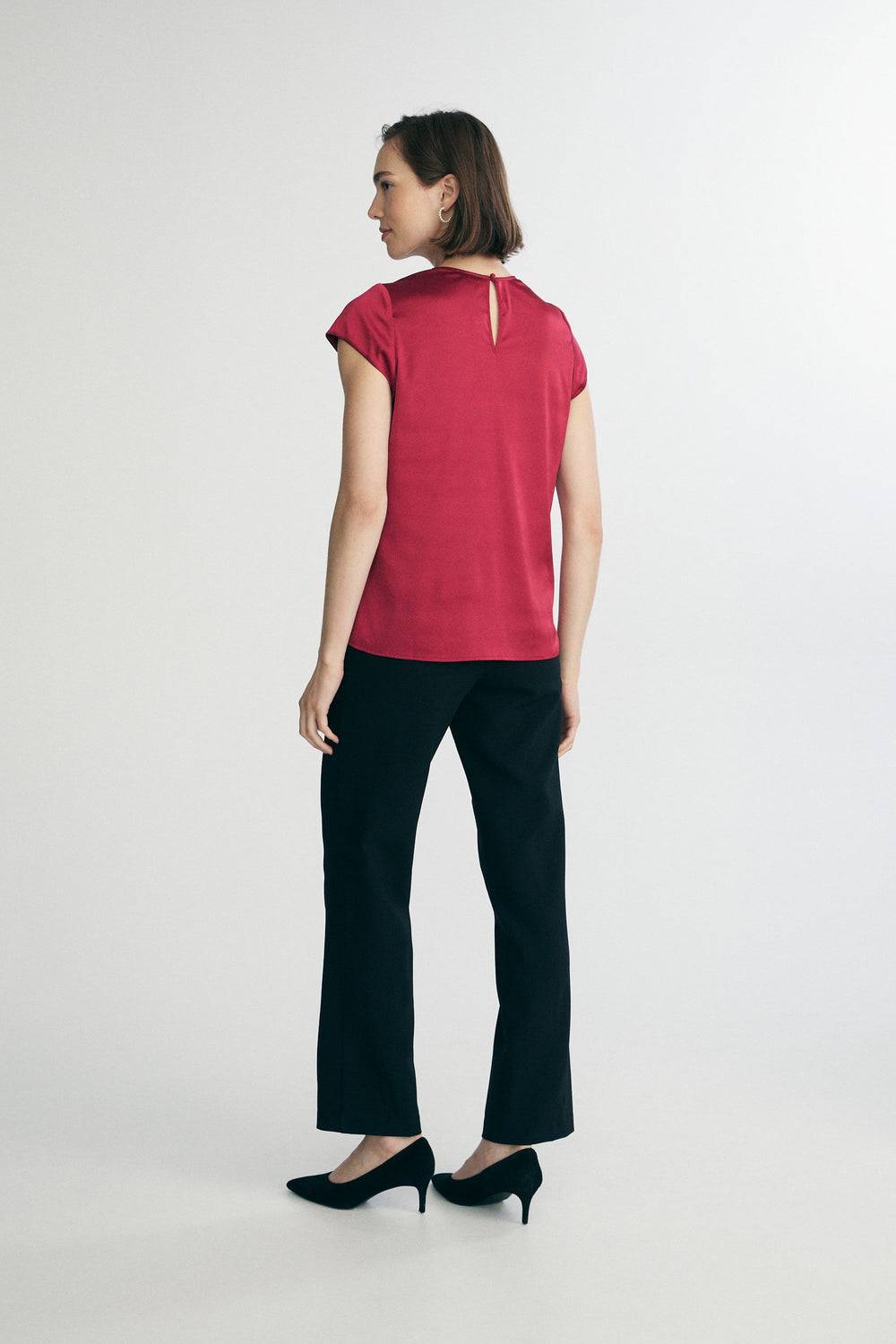 Short sleeve satin top