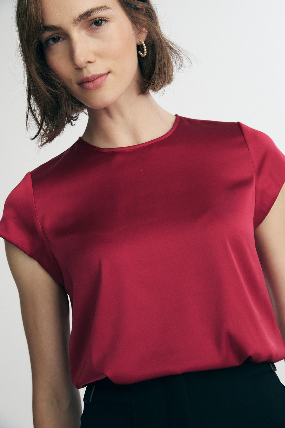 Short sleeve satin top