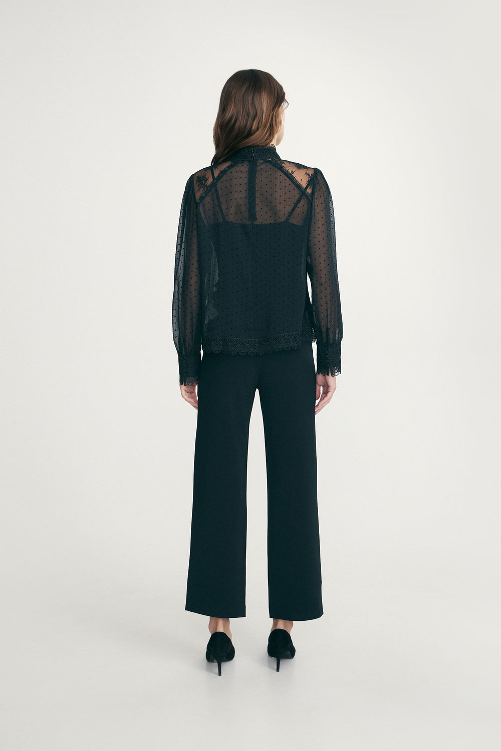 High-neck lace blouse