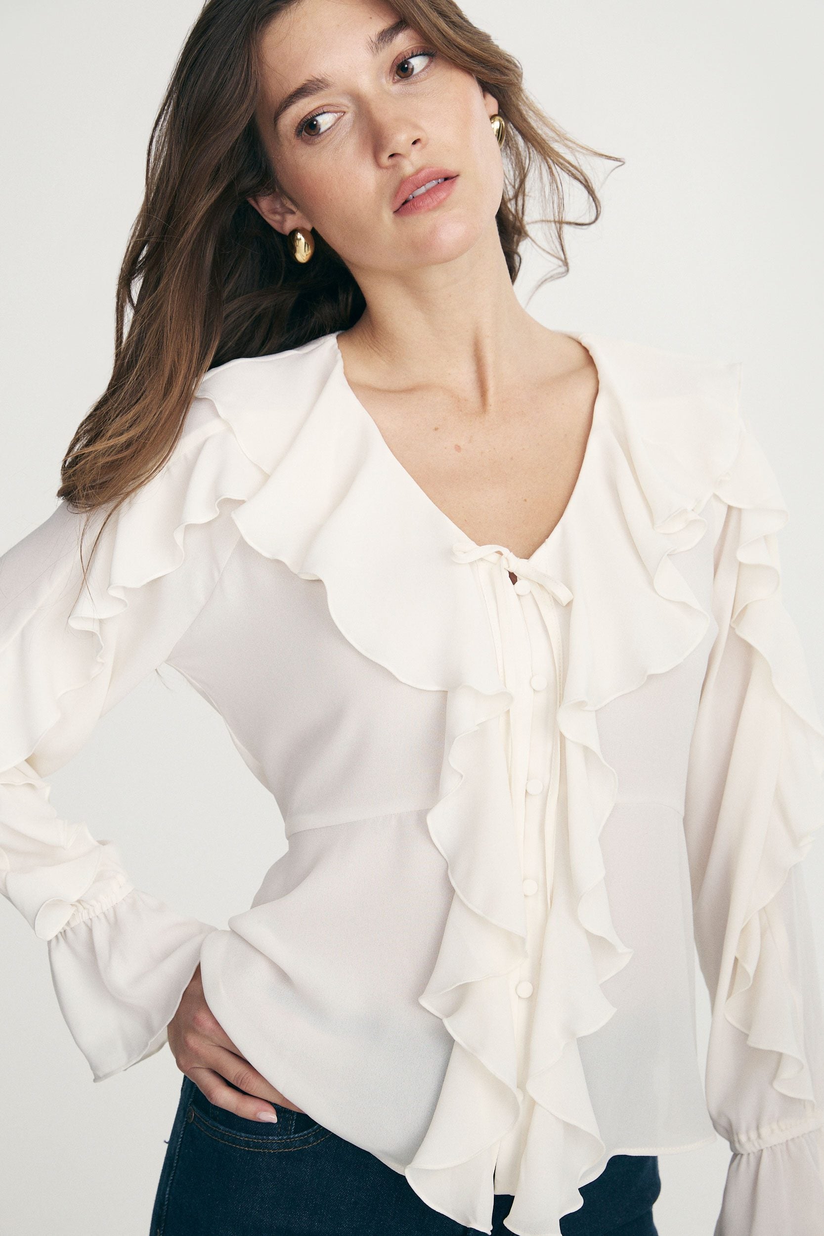 Ruffled fluid blouse