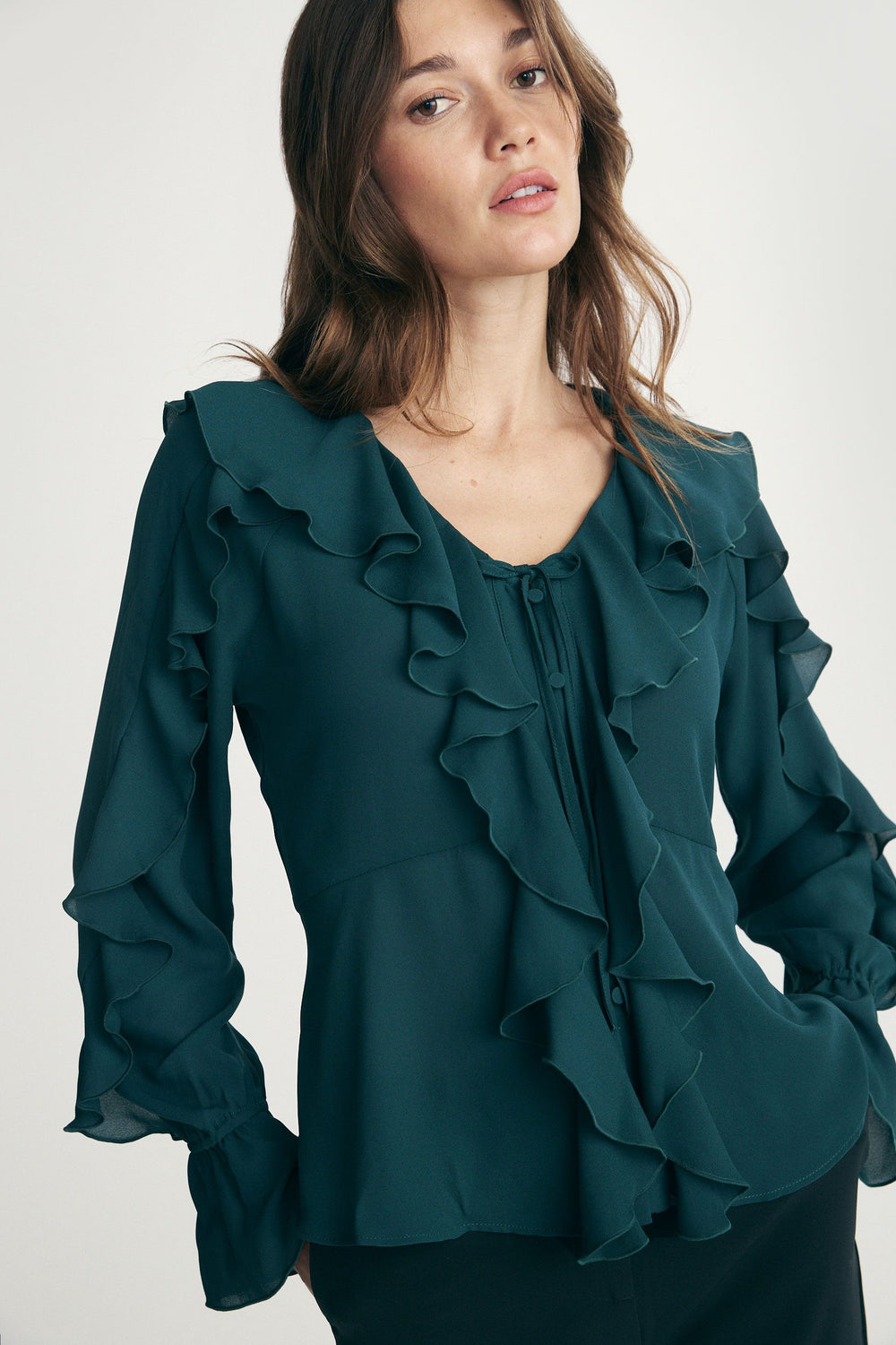 Ruffled fluid blouse