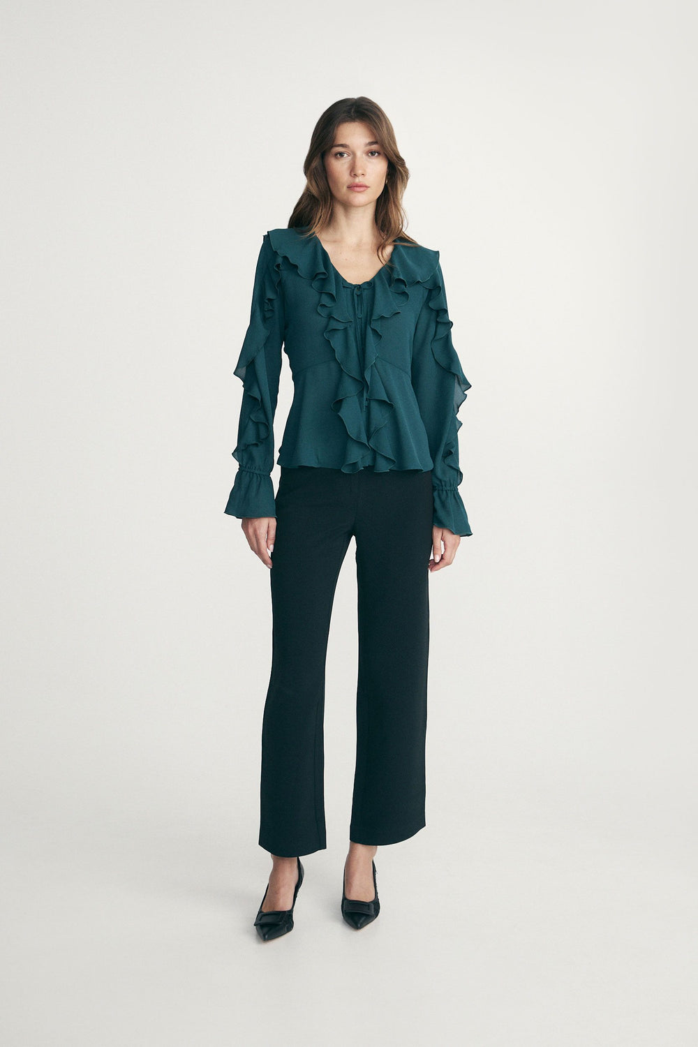 Ruffled fluid blouse