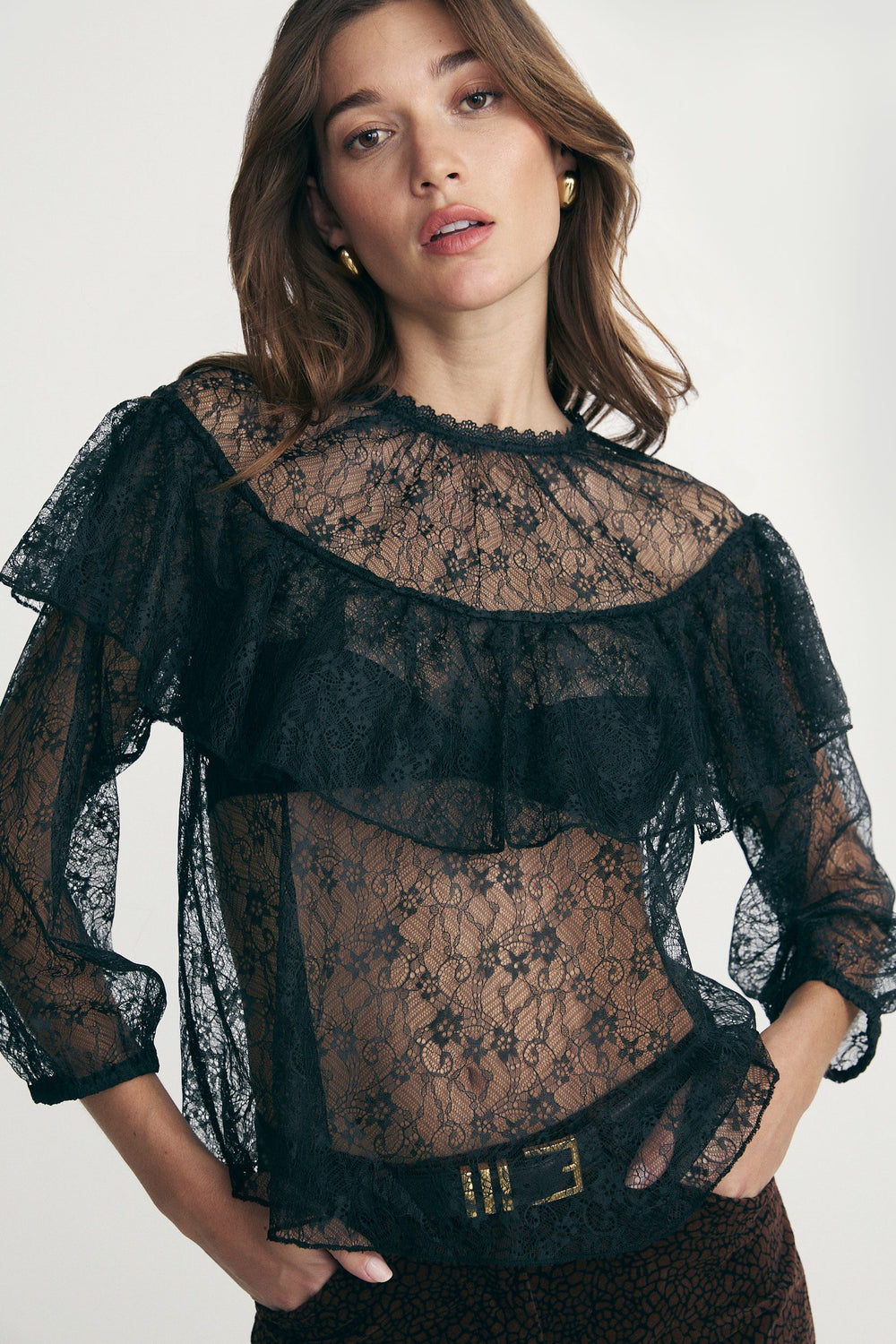 Ruffled lace blouse