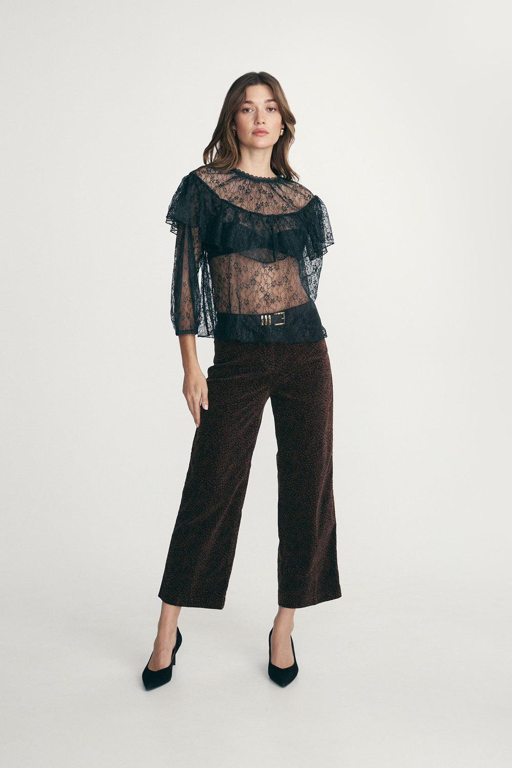 Ruffled lace blouse