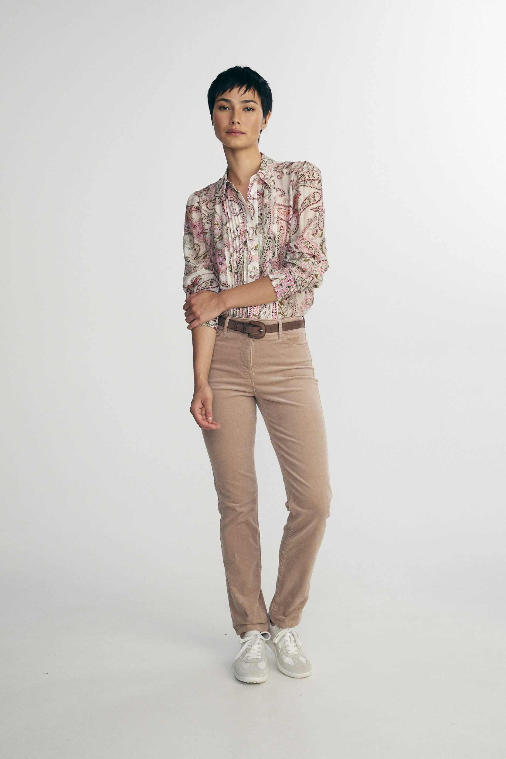 Printed blouse with pintucks detail