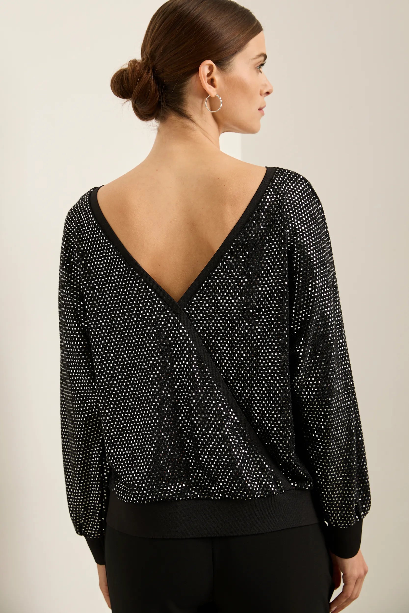 Sequined dolman sleeve top wit