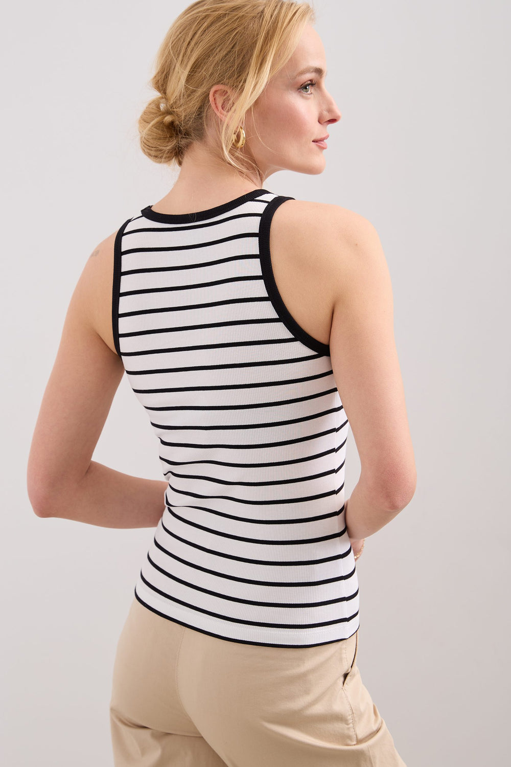 Sleeveless stripped rib top