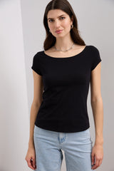 T-shirt with ballerina neckline