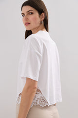 Crop t-shirt with crochet detail