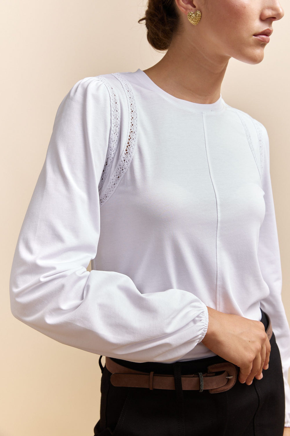 Jersey top with puffy sleeve