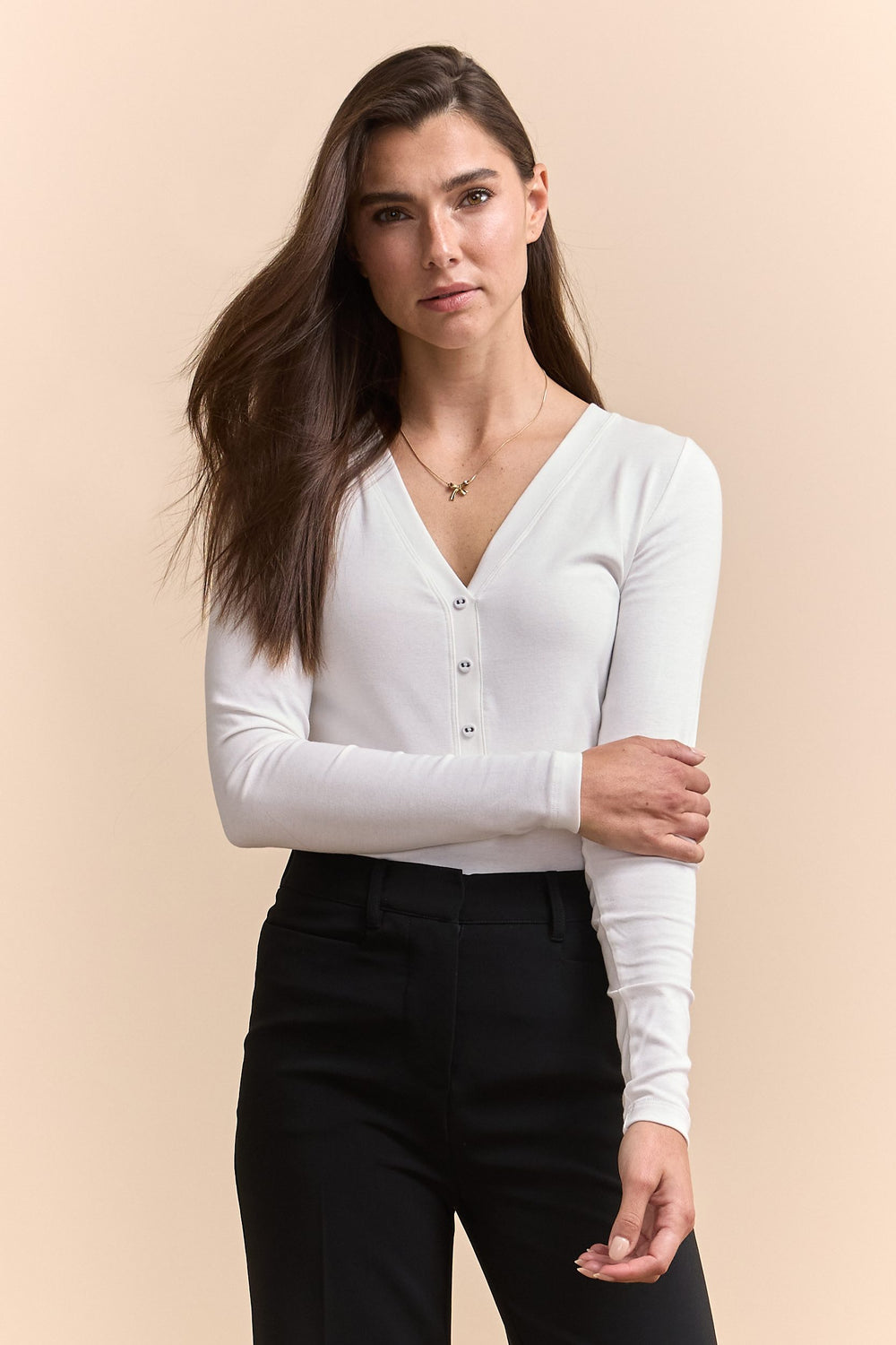 Rib top with button placket