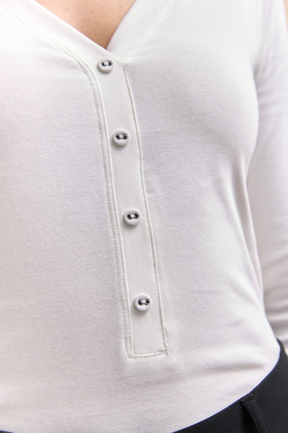 Rib top with button placket