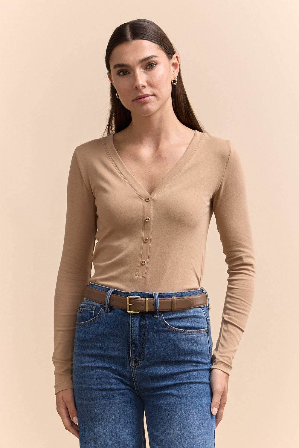 Rib top with button placket