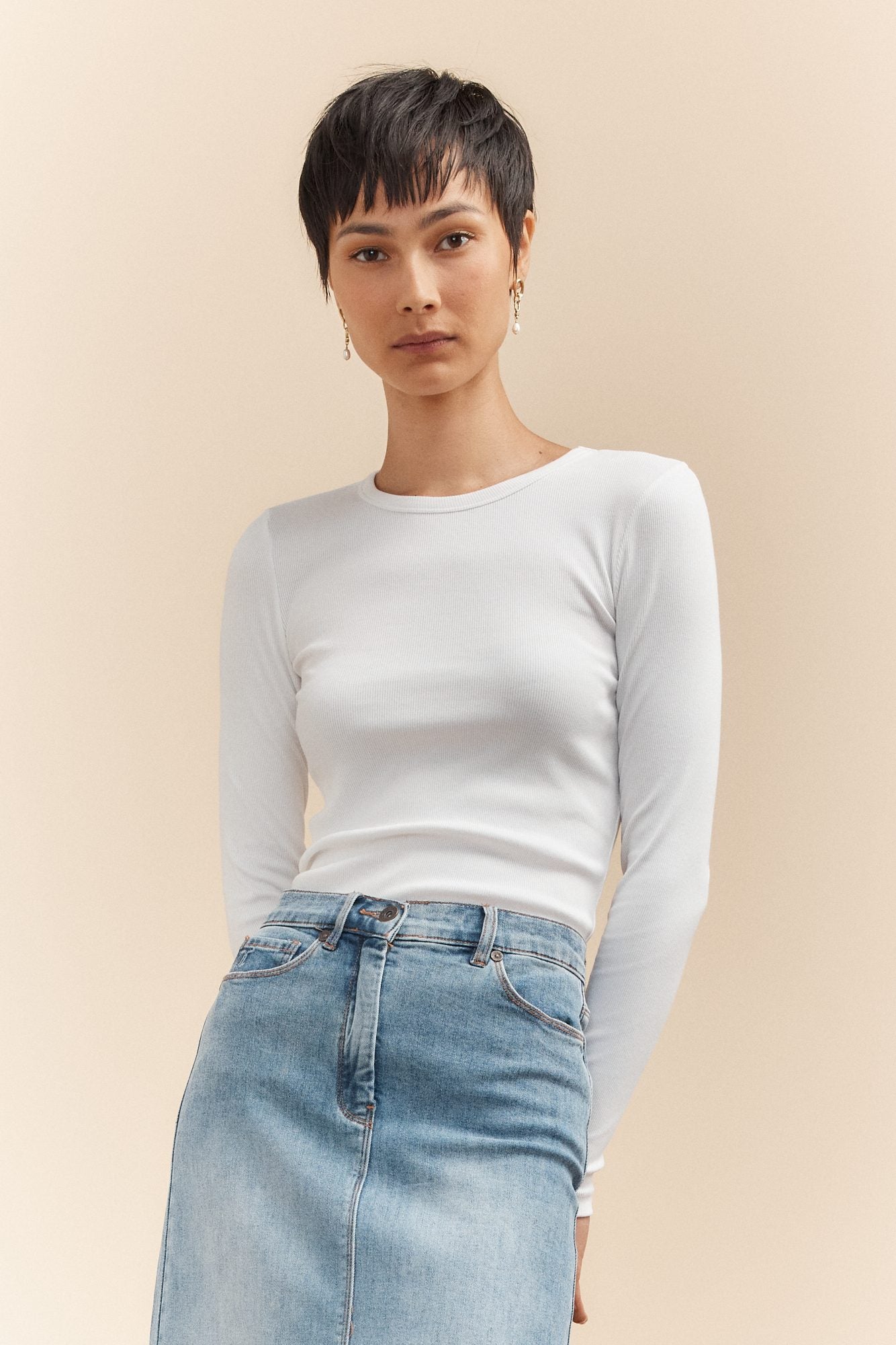 Crew neck ribbed top