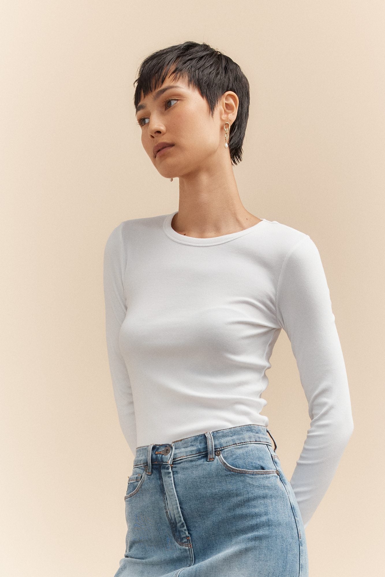 Crew neck ribbed top