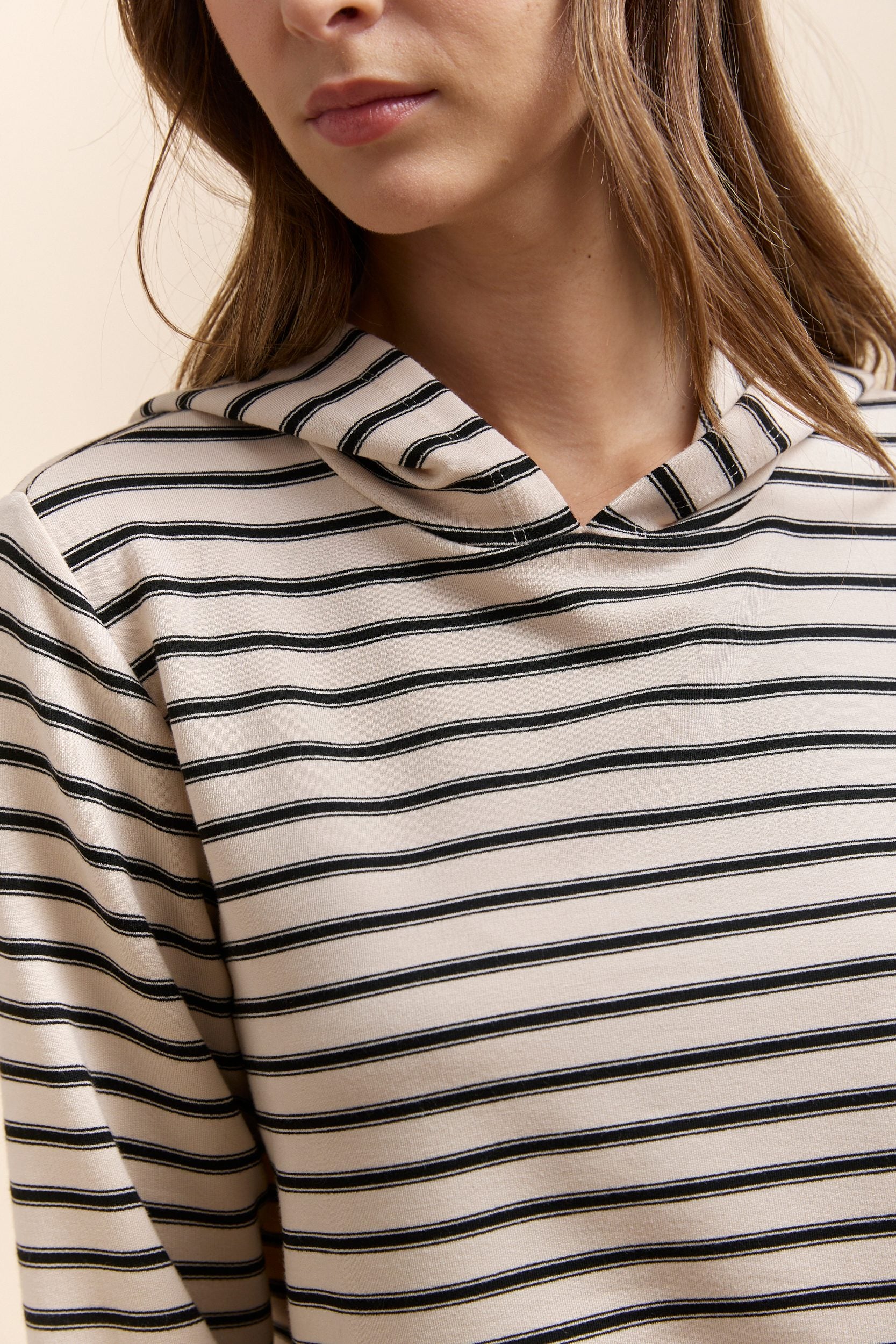 Hooded sweatshirt with stripes