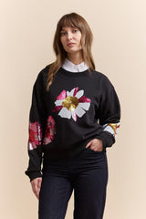 Sweatshirt With Flower Embroidery