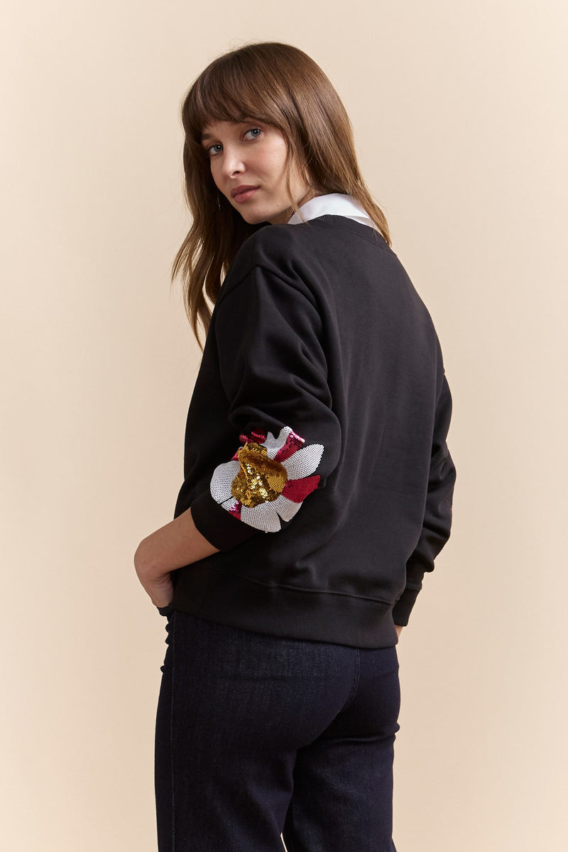 Sweatshirt With Flower Embroidery