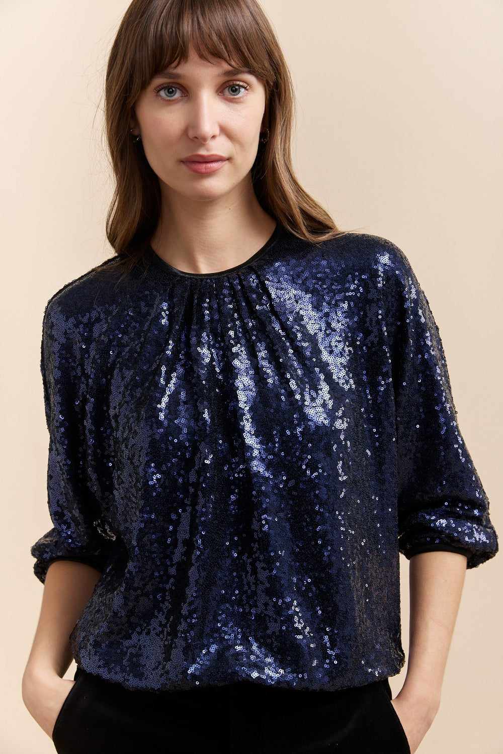 Sequined dropped shoulder top