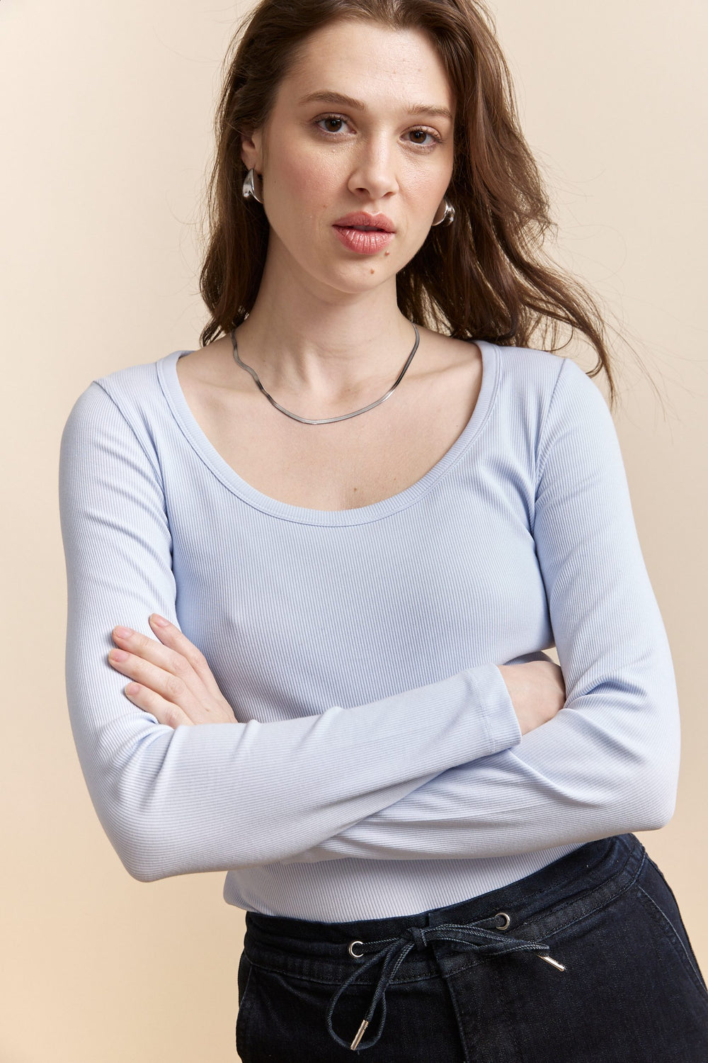 Ribbed long sleeves top