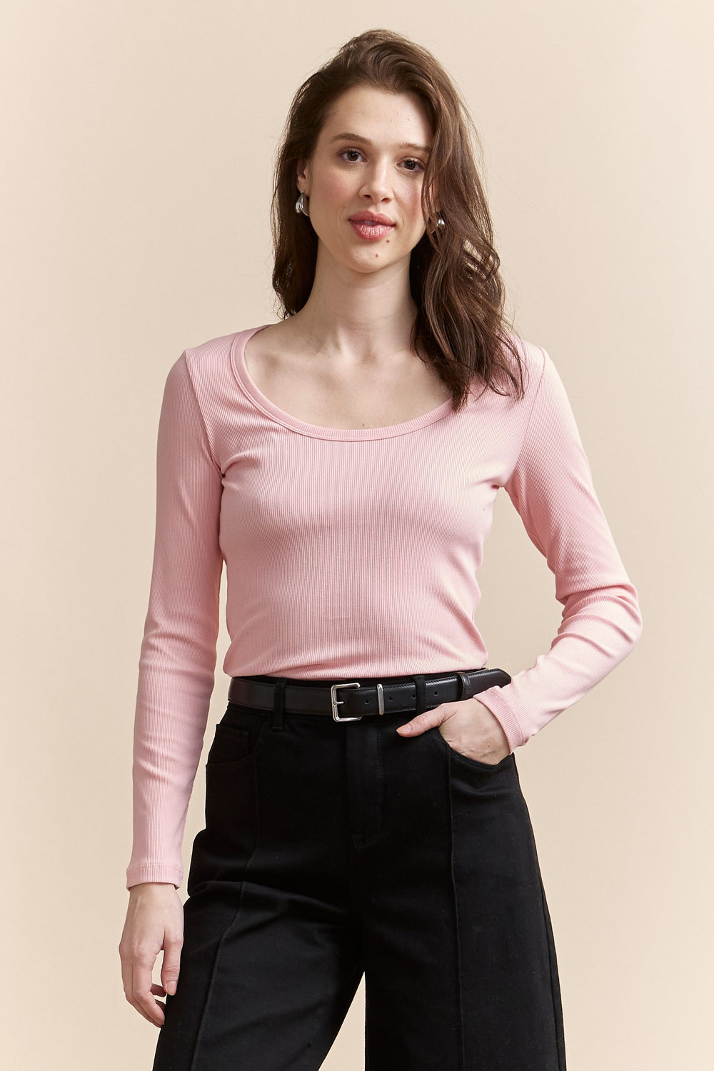 Ribbed long sleeves top