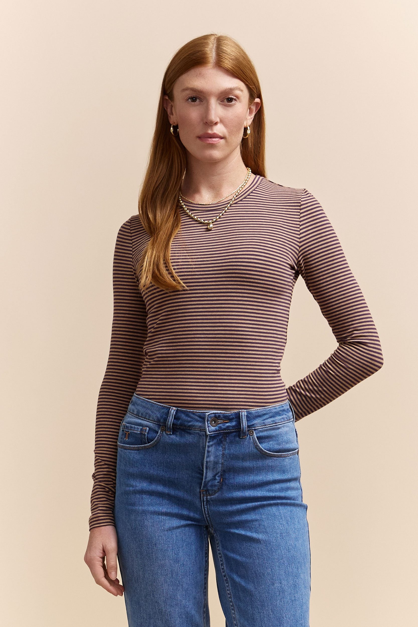 Striped crew neck top