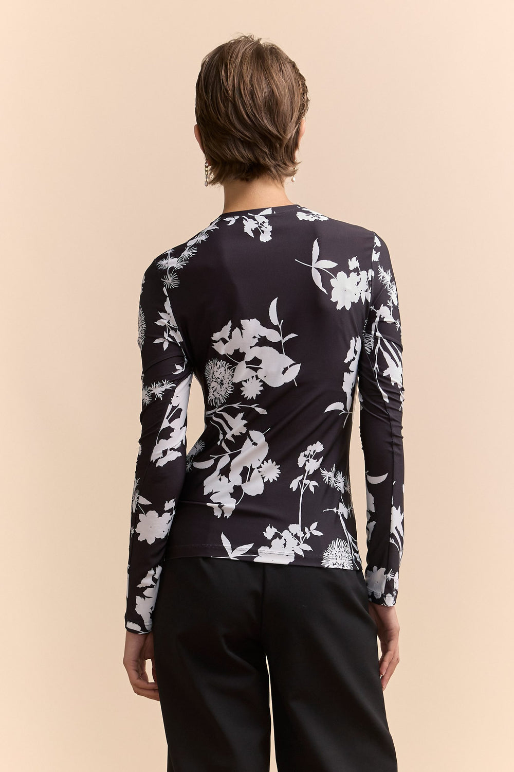 Printed long sleeve top