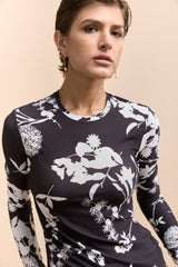 Printed long sleeve top