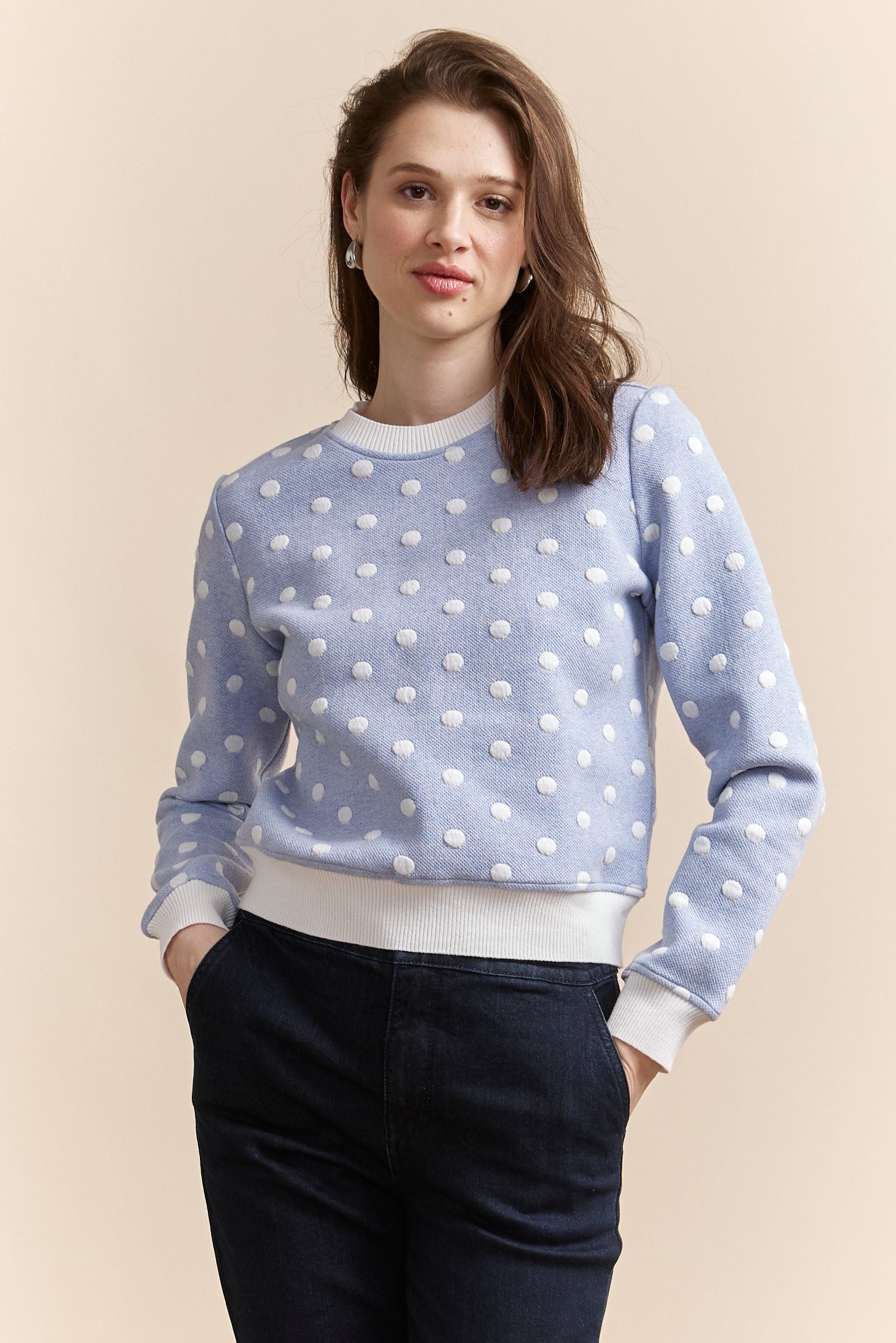 Textured polka-dot sweater