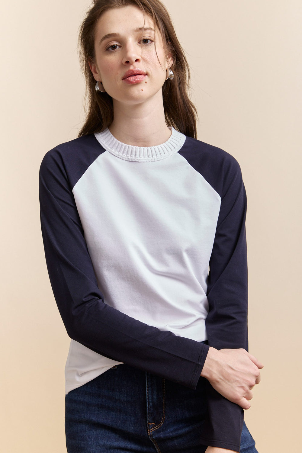 Raglan long-sleeve top