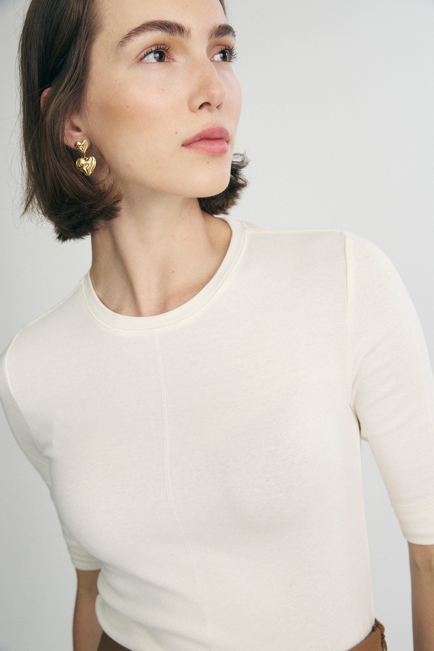 Ribbed top with crew neck