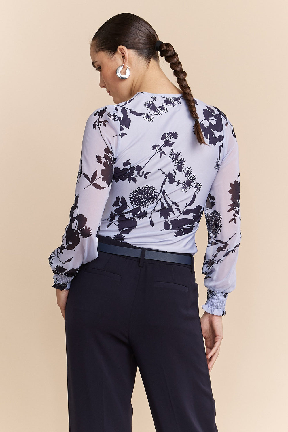 Mixed fabrics floral printed top