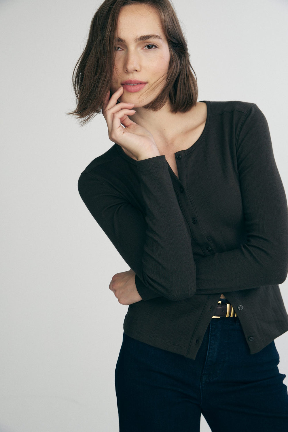 Crew neck cardigan