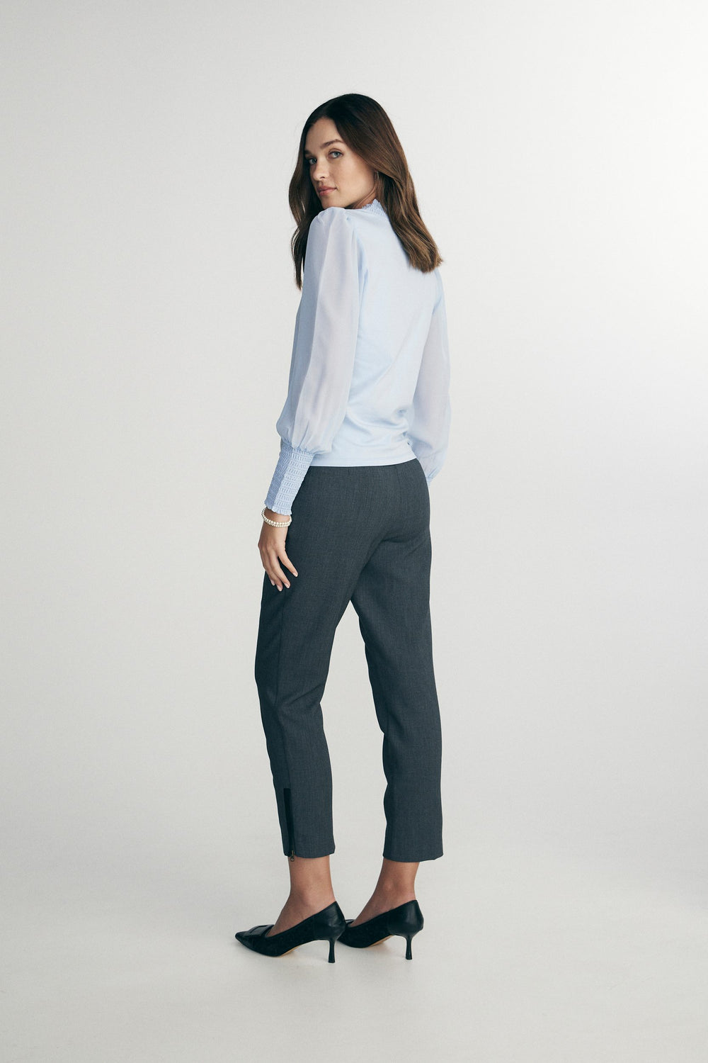 Jersey top with combo puffy sleeve