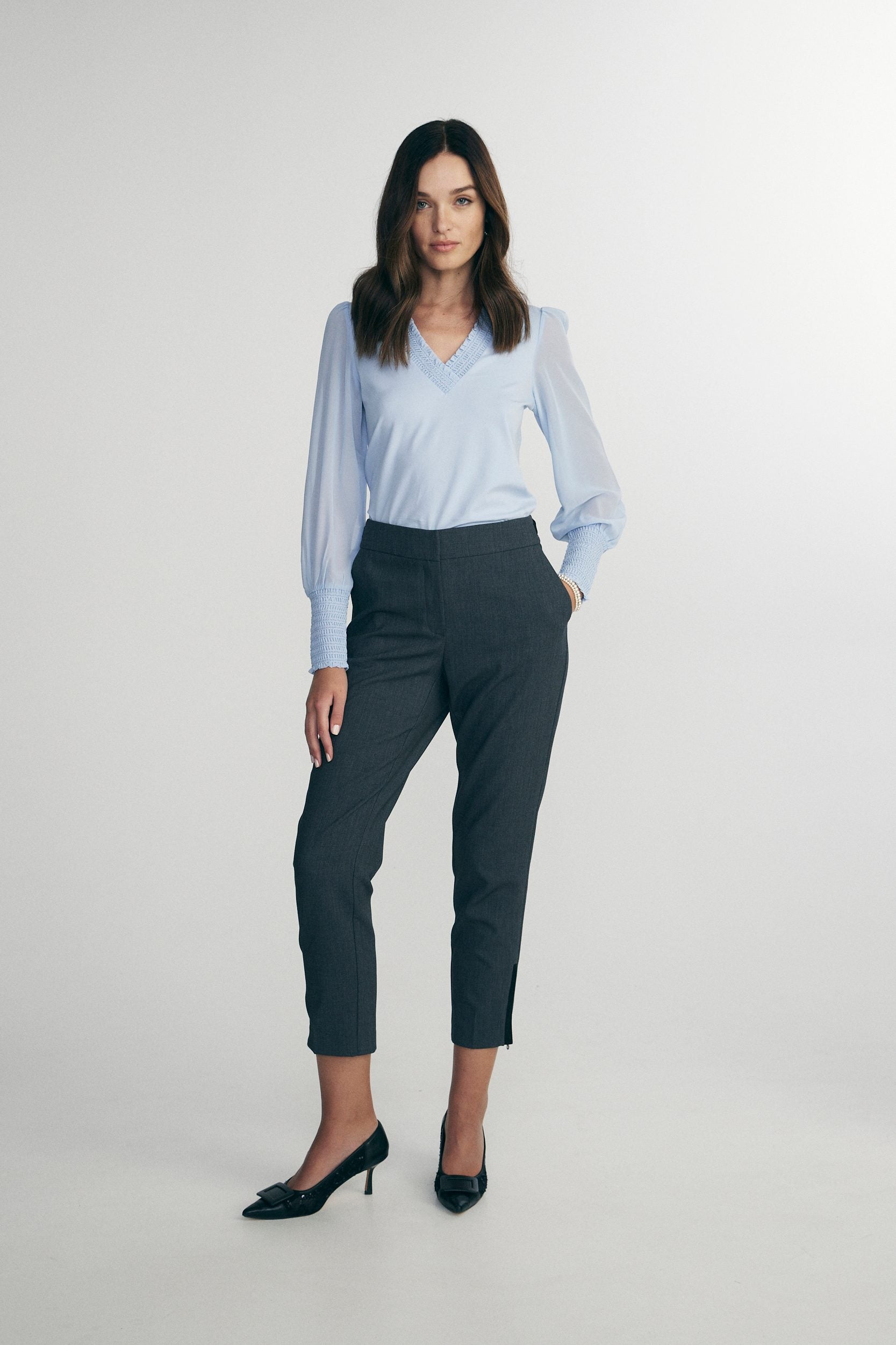 Jersey top with combo puffy sleeve