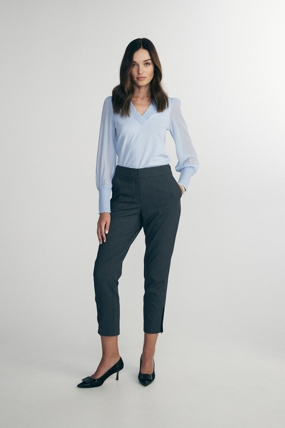 Jersey top with combo puffy sleeve