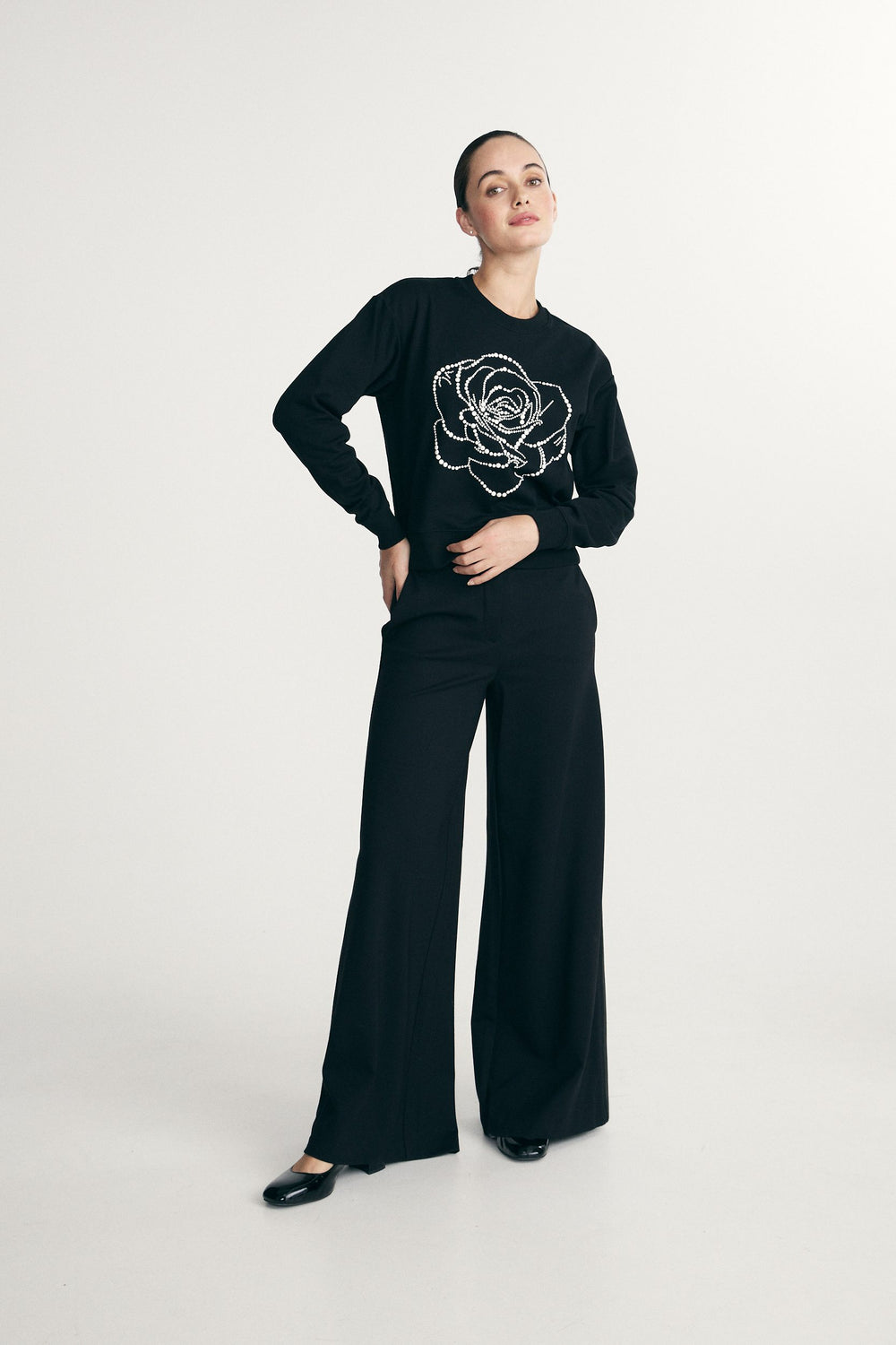 Rose embellished sweatshirt