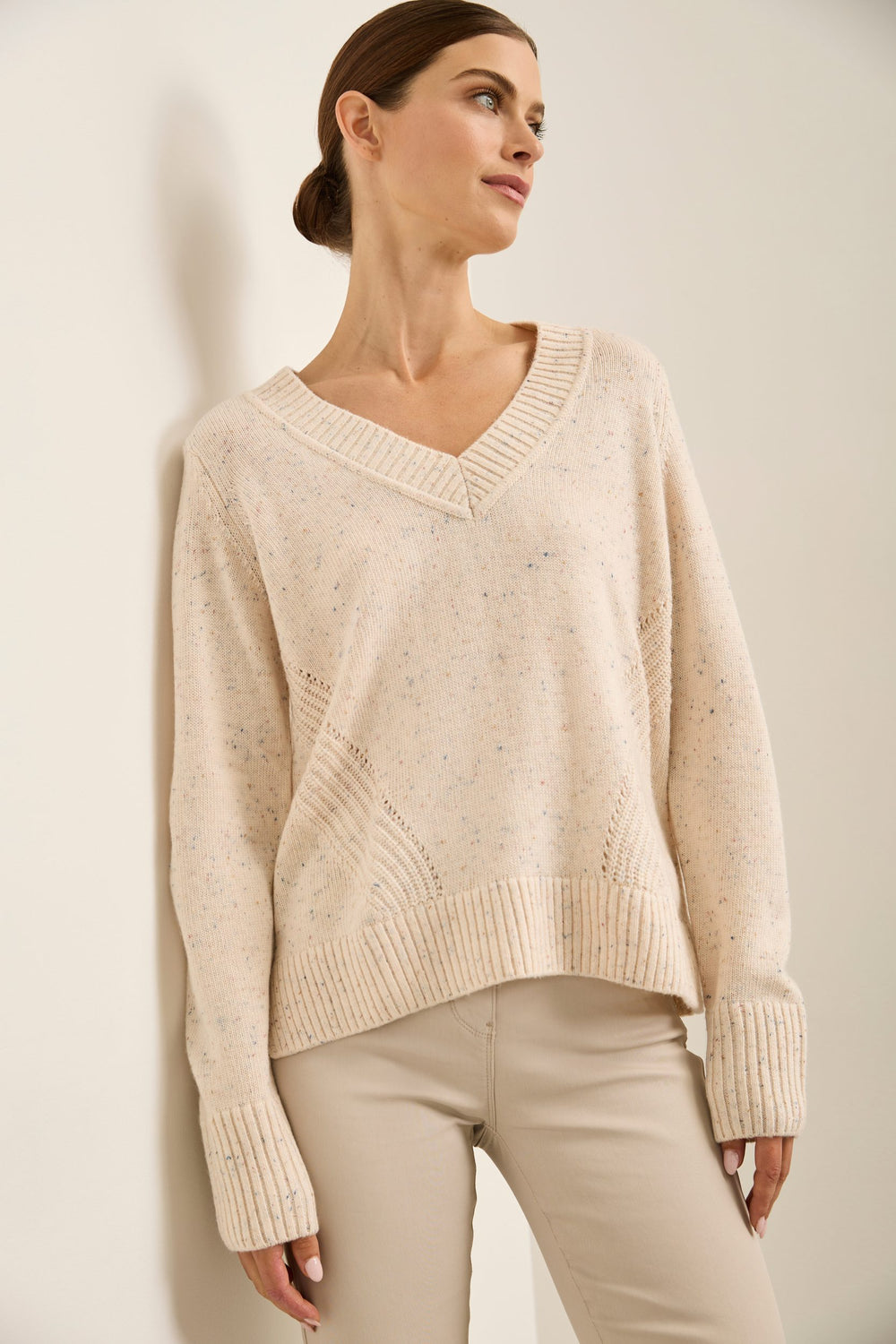 V neck cropped sweater