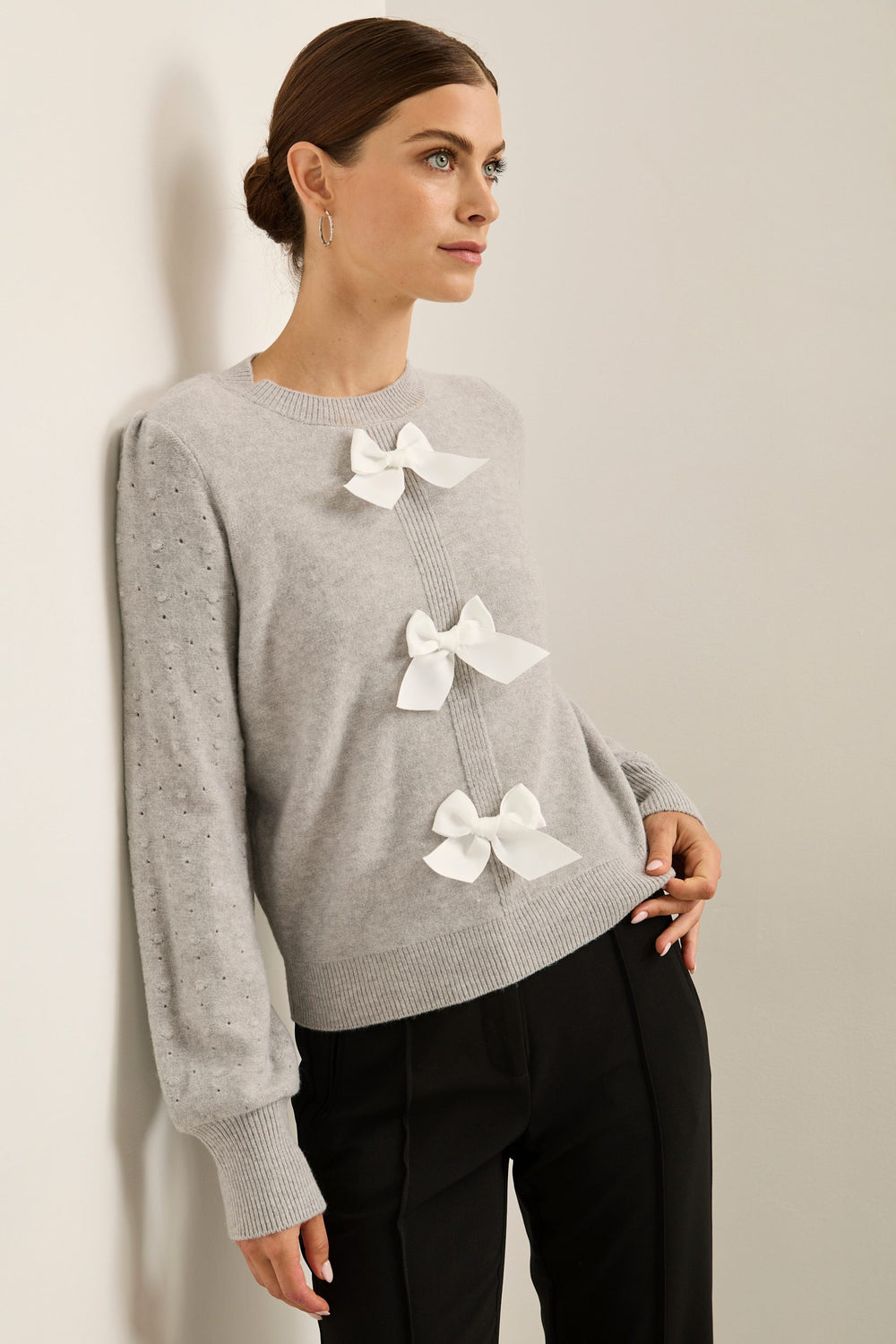 Sweater with grosgrain bows