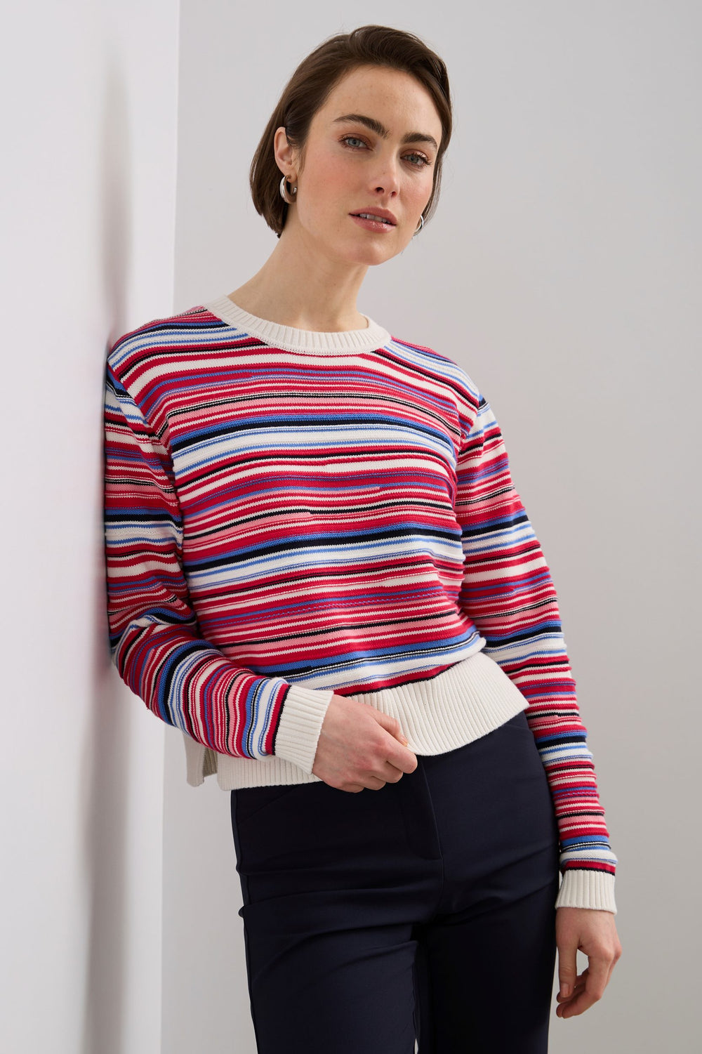 Oversized multicolored crew neck sweater