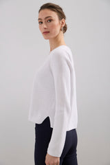 Scoop neck rib sweater