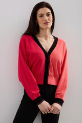 Colour block dolman sleeve cardigan