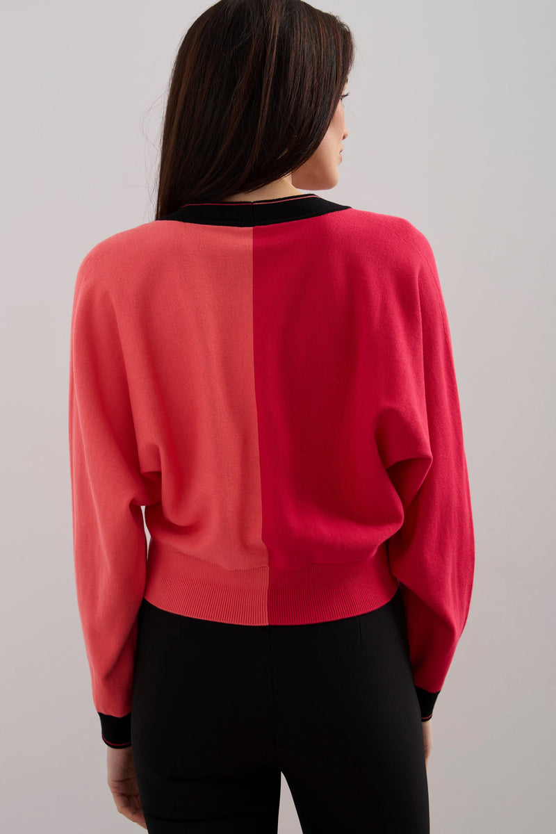 Colour block dolman sleeve cardigan