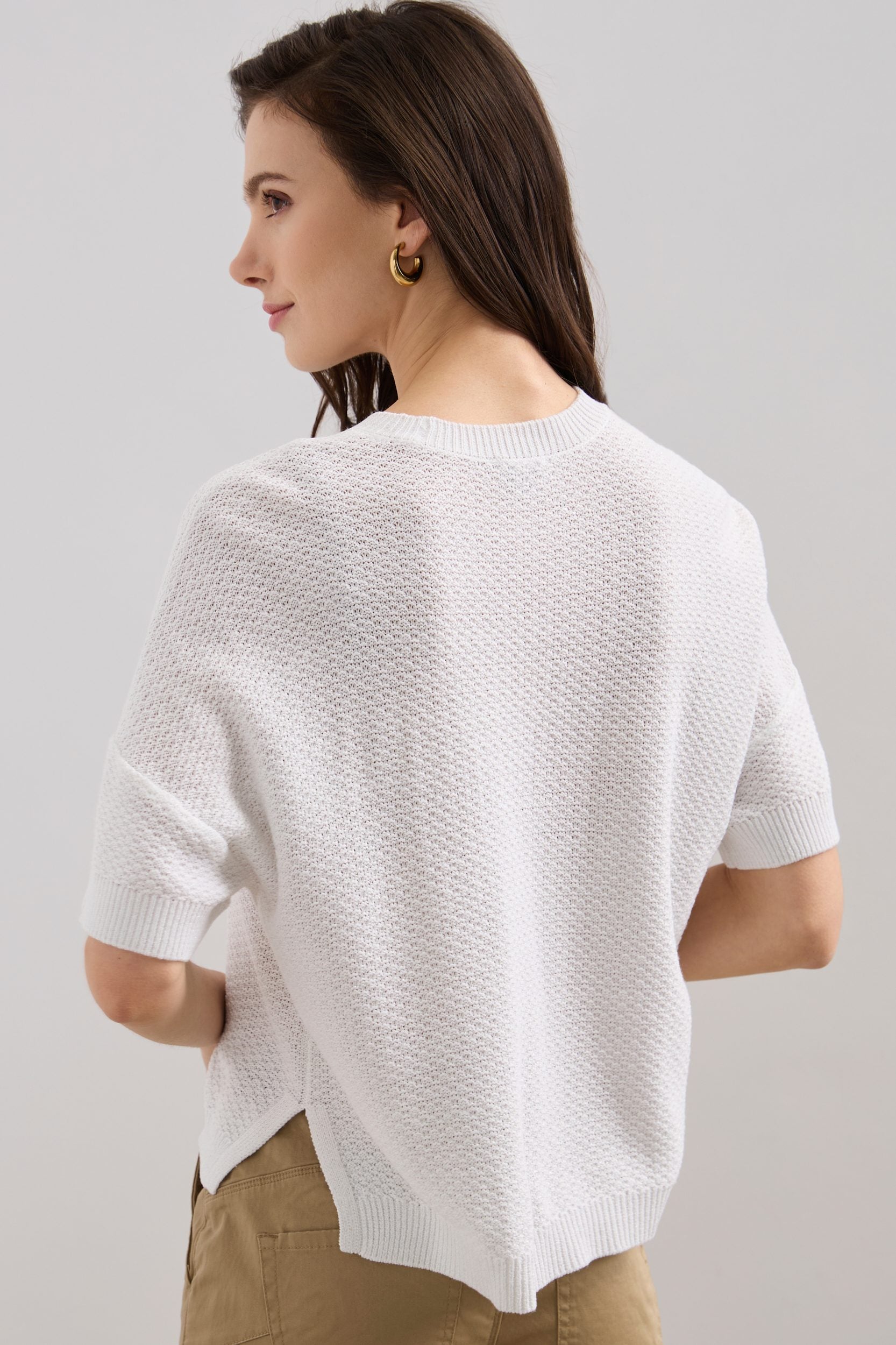 Short sleeve textured sweater