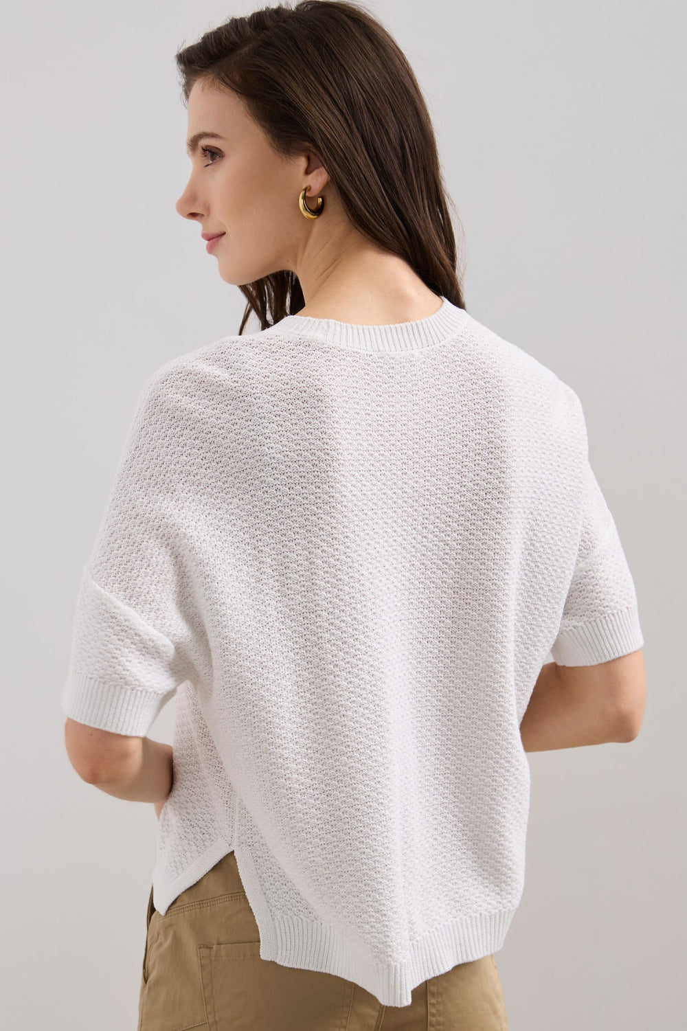 Short sleeve textured sweater